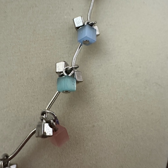 Lia Sophia CHATTERBOX Necklace. Pastel and Silver Tone Cubes. 15-18” - Picture 2 of 4